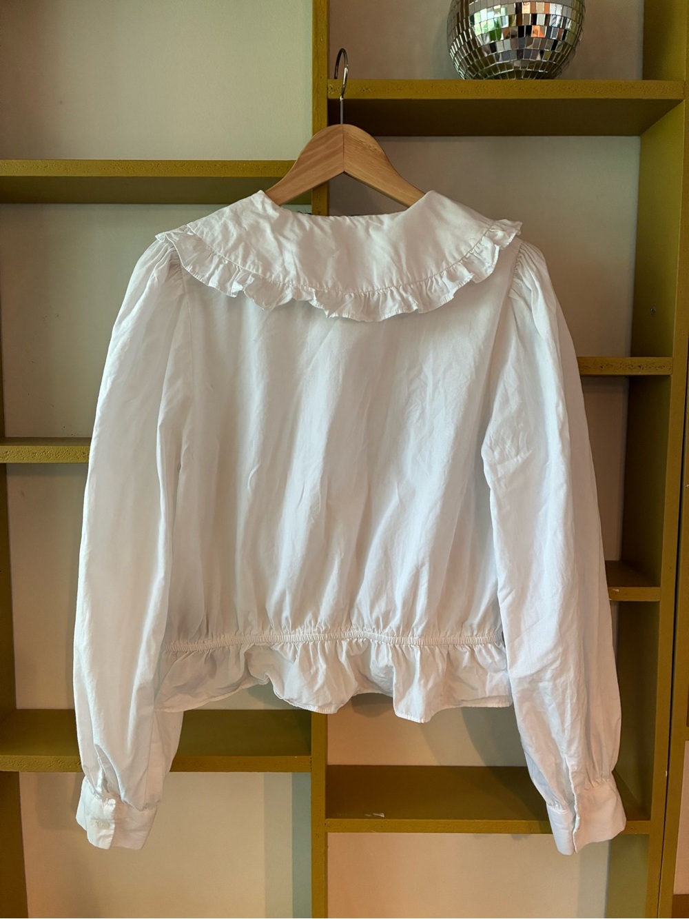 Women’s White Ruffled Button-Front Top - Picture 3 of 3